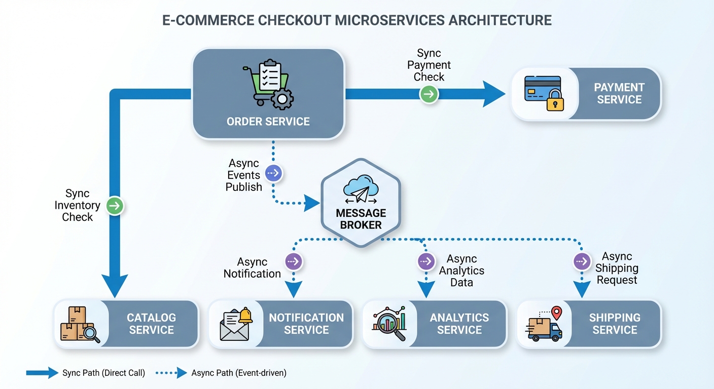 E-commerce Checkout Microservices Architecture Flowchart